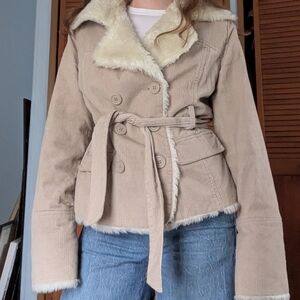 Y2k Corduroy/ Faux Fur Jacket